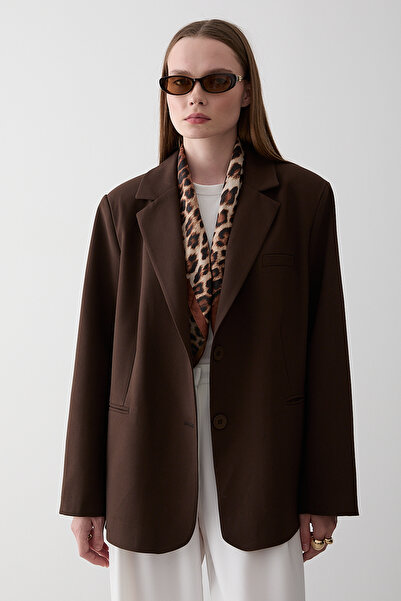 Laluvia Brown Blazer Jacket - 7619