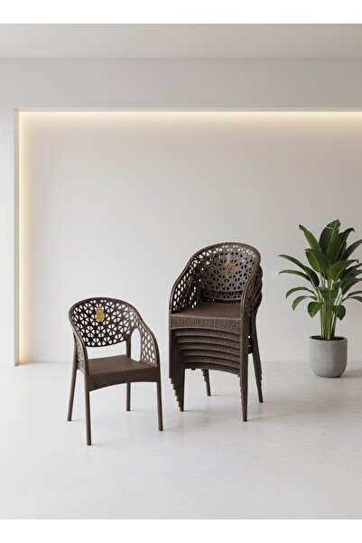 ZİYNET HOME 8 Adet Lotus Bahçe Balkon Sandalyesi Rattan Desenli Sandalye Pro ...