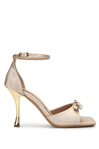 Tamer Tanca Women's Genuine Leather Beige Heeled Shoes