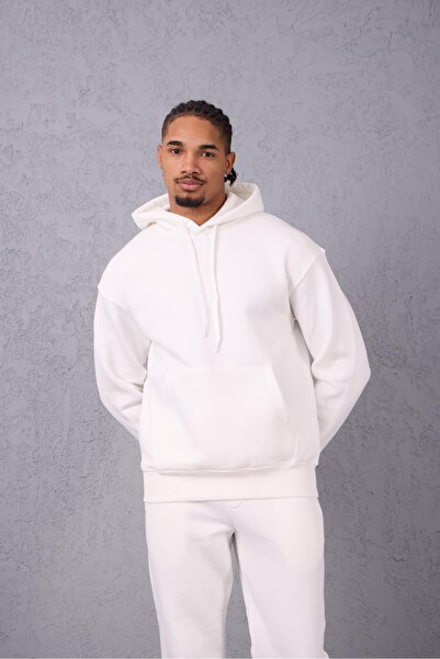 Valiberta Fleece-Lined Kangaroo Pocket Sweatshirt - 3 Thread Fleece-Lined Rubber Cuffs Men's Sweatpants - Tracksuit Set