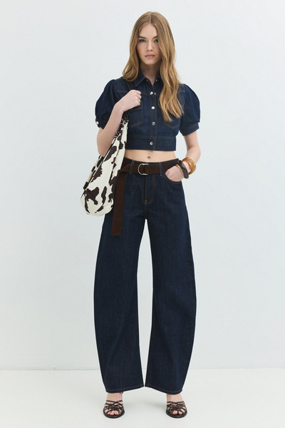 Denim Trip JILL Barrel Fit Rinse Koyu İndigo Kadın Jean Pantolon