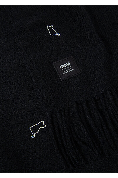 Mavi Cat Embroidered Black Scarf 1911730-900