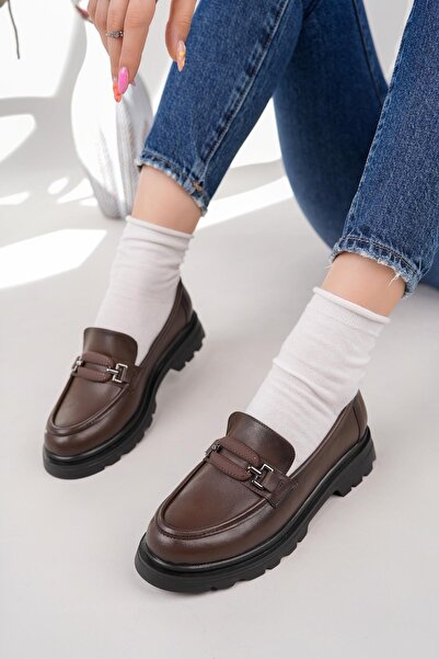 Nesil Shoes Fncy 816 Кафе Мъжки дамски мокасини