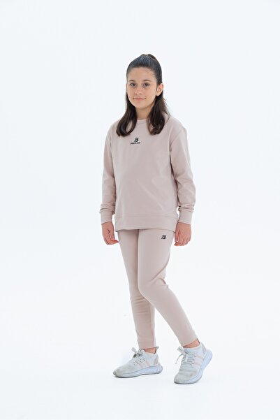 Black One Girl's Fleece-Lined Diving Fabric Tracksuit Set (Sweatshirt + Leggings)