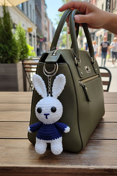 PERİNUVİA سلسلة مفاتيح أميجورومي مصنوعة يدويًا – لعبة صغيرة هدية - أزرق داكن