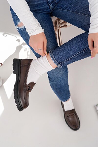 Nesil Shoes Fncy 816 Кафе Мъжки дамски мокасини