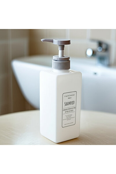 SUPPLIER Set of 2 Modern Minimalist Square Pump Bottles | White Plastic Liquid Dispensers for Bathroom & Kitc