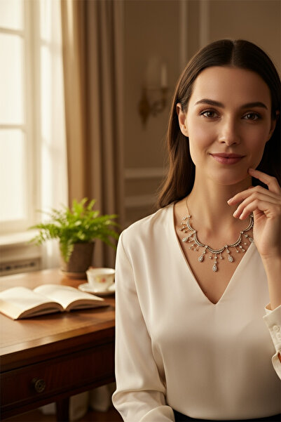 FAYRA ACCESSORIES Kristal Taşlı Gerdanlık Kolye