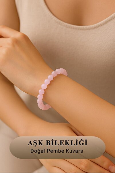 Ares Hills Doğal Pembe Kuvars Aşk Bilekliği