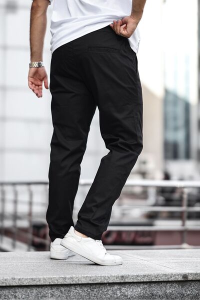 comstar Men's Wide Leg High Waist Basic Black Baggy Trousers