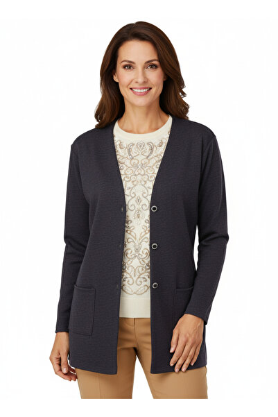 Oppland Cardigan de iarnă pentru mamă pentru femei, tricotat Ecrin, cu nastur...