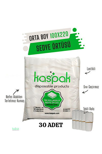 kaspak TEK KULLANIMLIK ORTA BOY SEDYE ÖRTÜSÜ 100X220 CM- 30 ADET
