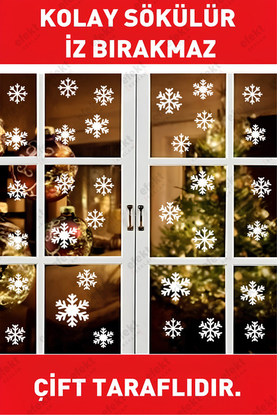 efekt reklam Yeni Yıl Kış Temalı Kar Taneleri Yılbaşı Sticker