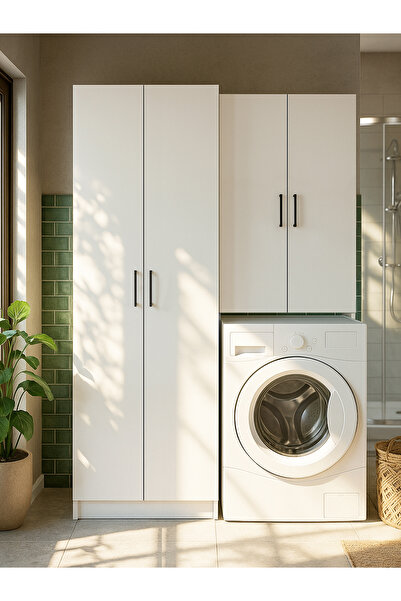 dorpek Ternos Çamaşır Makinesi Dolabı & Tuco 2 Kapaklı 5 Raflı Çok Amaçlı Dol...
