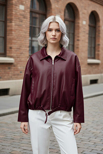 MOVENTO Women's Bomber Leather Jacket