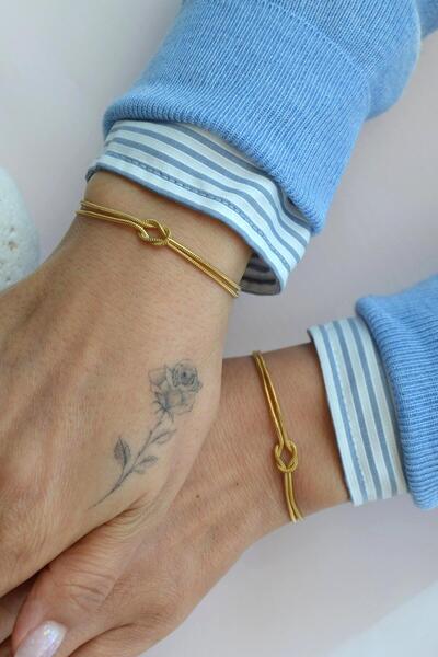 Sacce Scarves&Accessories Aşk Düğümü İkili Bileklik – Çelik Malzeme, Ayarlana...