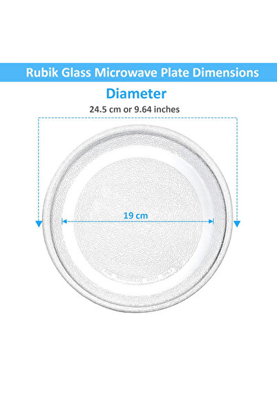 RUBIK Microwave Oven Plate Replacement Small (24.5cm / 9.64 in, Flat Bottom) Turntable Glass Tray Di