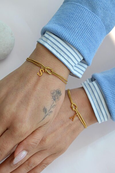 Sacce Scarves&Accessories Harfli Aşk Düğümü Bileklik – İkili Çelik Set | İsim...