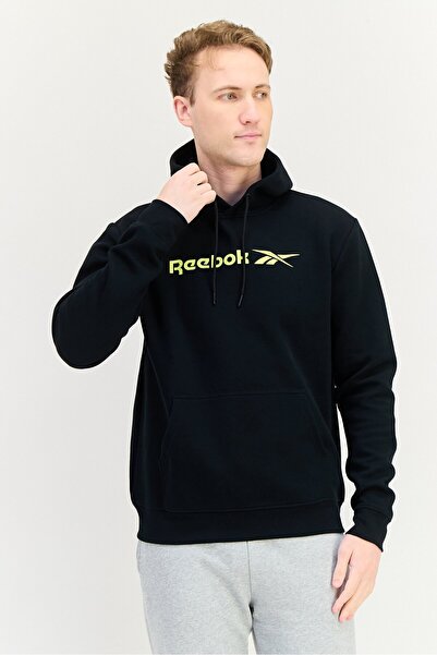 Reebok Men Sportswear Fit Long Sleeve Outdoor Poly Hoodie, Black