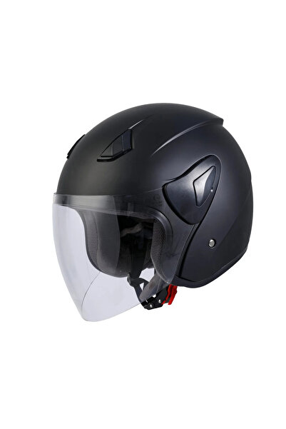 Sway Sw 733 Mat Siyah Yarım Kask (ŞEFFAF VİZÖR)