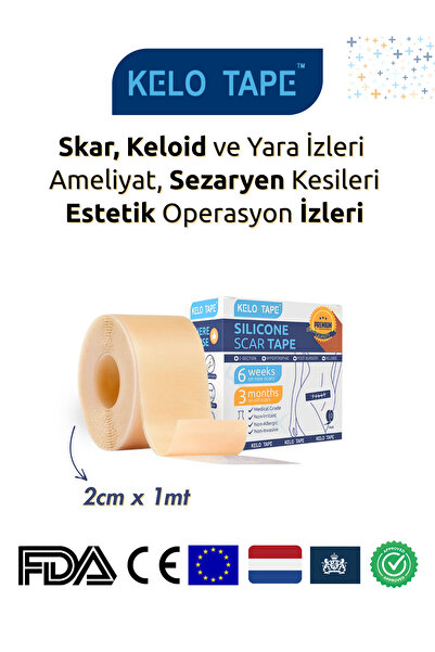 Kelo Tape Soft Silikon Bant Estetik Keloid Yanık Sezaryen Dikiş Ameliyat Izi Giderici 2cm X 1mt