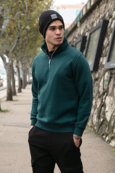 Buratti Ανδρικό φούτερ από βαμβακερό ύφασμα Regular Fit με μισό φερμουάρ και όρθιο γιακά SWEAT 59052592