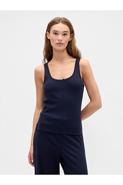 GAP Kadın Lacivert Pointelle Scoopneck Tank Pijama Üstü