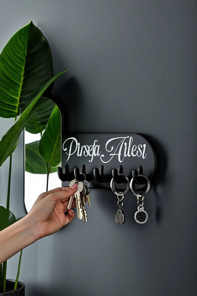 GEEG Dekoratif Aynalı Pleksi Anahtarlık Askısı Isme Özel Pleksi Yazılı Organizer Anahtar Düzenleyici Mdf