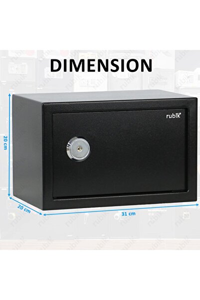 RUBIK Small Key Safe Box, Manial Safety Box Locker for Personal Use RB20K (20x31x20cm) Black