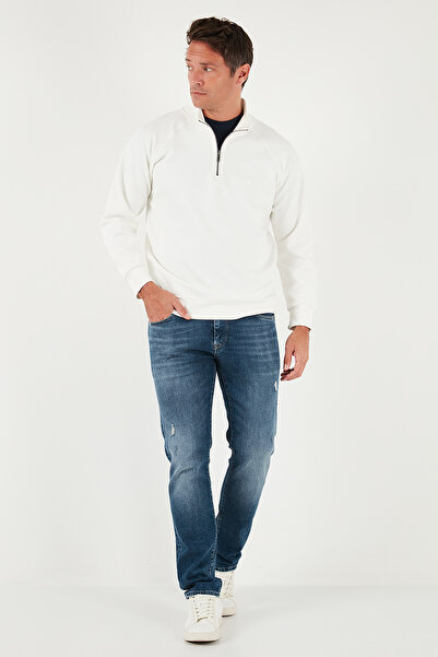 Buratti Cotton Relaxed Fit Half Zipper Stand Collar Sweat Men's Sweat 5901232