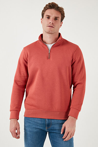 Buratti Cotton Regular Fit Half Zipper Stand Collar Sweat Men's Sweat 59052592