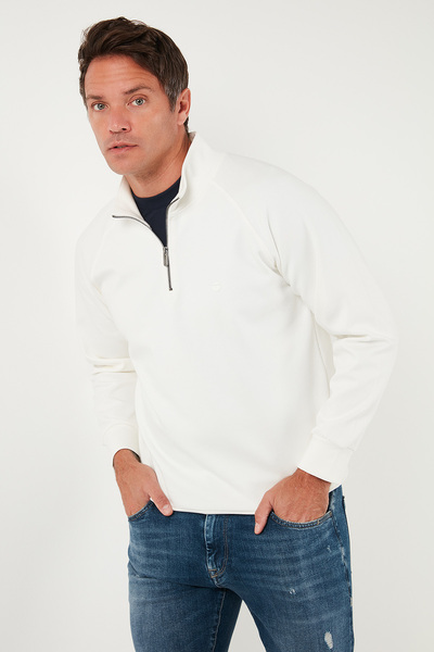 Buratti Cotton Relaxed Fit Half Zipper Stand Collar Sweat Men's Sweat 5901232