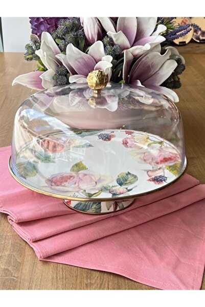 ROSSEV Enameled Rose Cake Jar - Standing Design