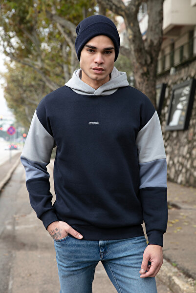 Buratti سترة رياضية رجالية من القطن بقصة مريحة وغطاء للرأس، ناعمة ودافئة، مود...