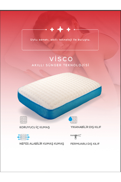 PUFYMAX visco ortopedik klimalı yastık,boyun destekli omurga dostu hava kanal...