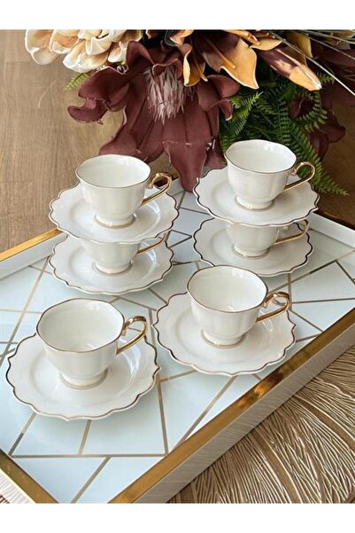 ROSSEV Turkish Coffee Cup Flora 12 Pieces for 6 People