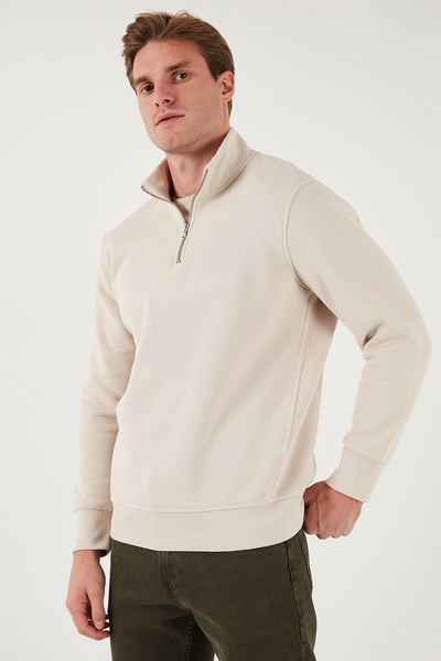 Buratti Ανδρικό φούτερ από βαμβακερό ύφασμα Regular Fit με μισό φερμουάρ και όρθιο γιακά SWEAT 59052592