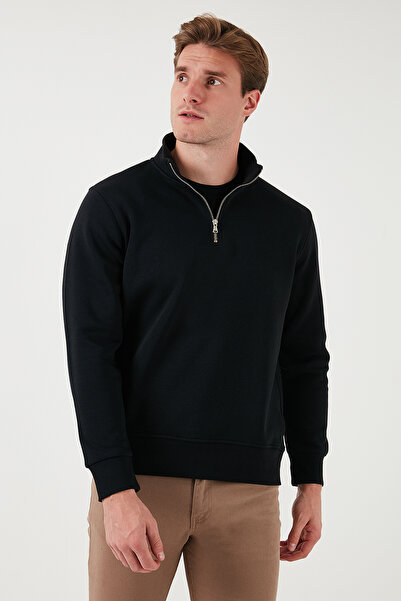 Buratti Ανδρικό φούτερ από βαμβακερό ύφασμα Regular Fit με μισό φερμουάρ και όρθιο γιακά SWEAT 59052592