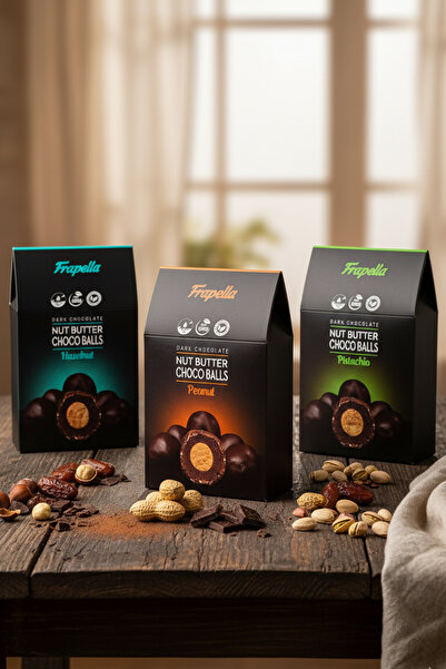 Frapella Bitter Çikolata Kaplı Ezme Dolgulu Hurma Topları Mix 120 Gr. x 3 Adet