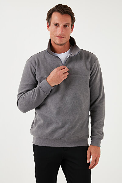 Buratti Cotton Regular Fit Half Zipper Stand Collar Sweater Men's Sweater 456112