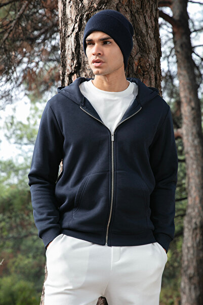 Buratti Regular Fit Hooded Zippered Soft Fleece Lined Winter Sweat Men's Swea...