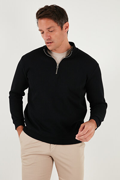Buratti Ανδρικό πλεκτό φούτερ από βαμβάκι με μισό φερμουάρ και λαιμόκοψη με οπίσθιο λαιμόκοψη SWEAT 5901076
