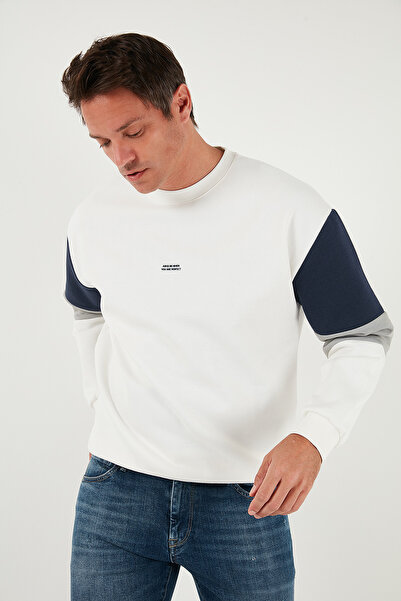 Buratti Cotton Relaxed Fit Crew Neck Color Block Sweat Men's Sweat 5905298t