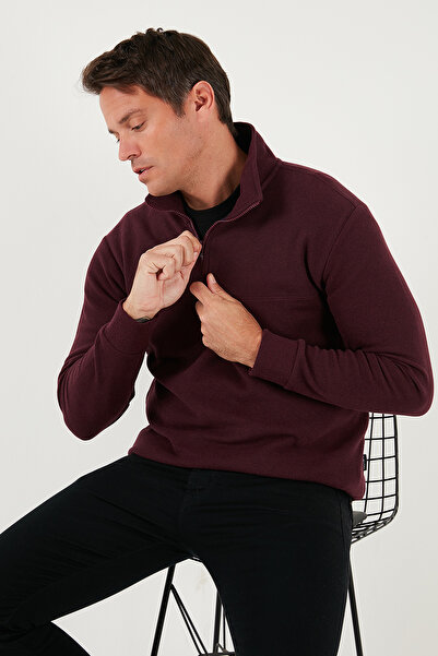 Buratti Cotton Regular Fit Half Zipper Stand Collar Sweater Men's Sweater 456112