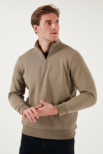 Buratti Ανδρικό φούτερ από βαμβακερό ύφασμα Regular Fit με μισό φερμουάρ και όρθιο γιακά SWEAT 59052592