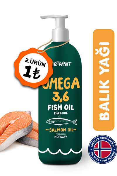 Metapet Kediler için Balık Yağı, Premium Norveç Somonu Yağı, Omega 3 ve 6, Yüksek EPA-DHA