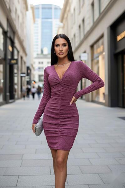 Mossta Ροζ μίνι φόρεμα με λαιμόκοψη σε σχήμα V