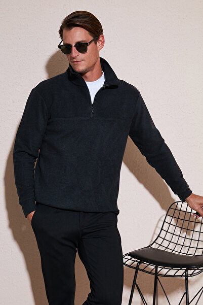 Buratti Cotton Regular Fit Half Zipper Stand Collar Sweater Men's Sweater 456112