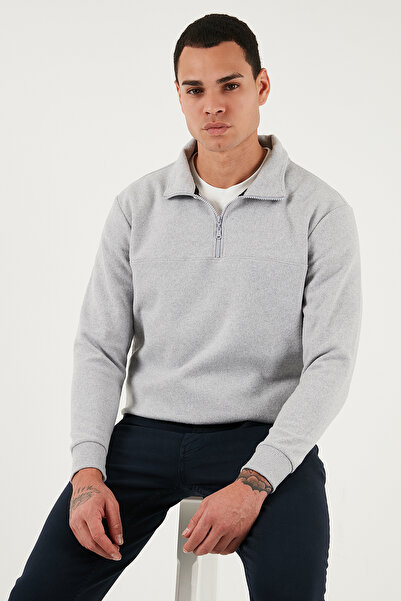 Buratti Cotton Regular Fit Half Zipper Stand Collar Sweater Men's Sweater 456112