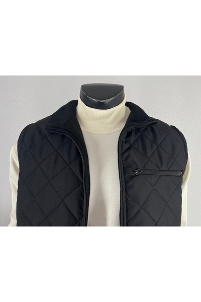 Sadık Collection Men's Windproof and Rainproof Classic Quilted Vest with Fleece Inside 0112